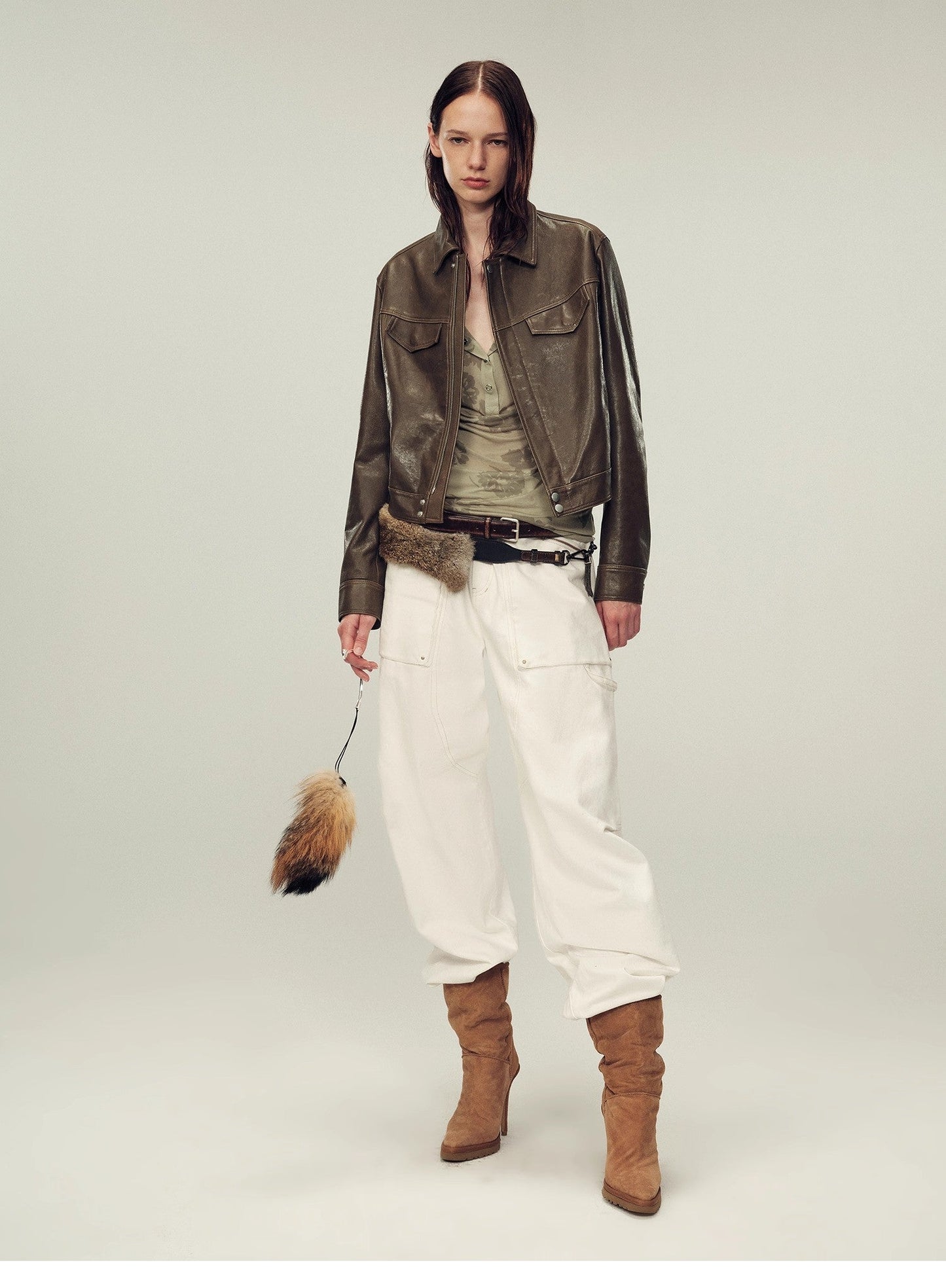 Women's Imported First-Layer Suede Sheepskin Short Autumn Leather Jacket