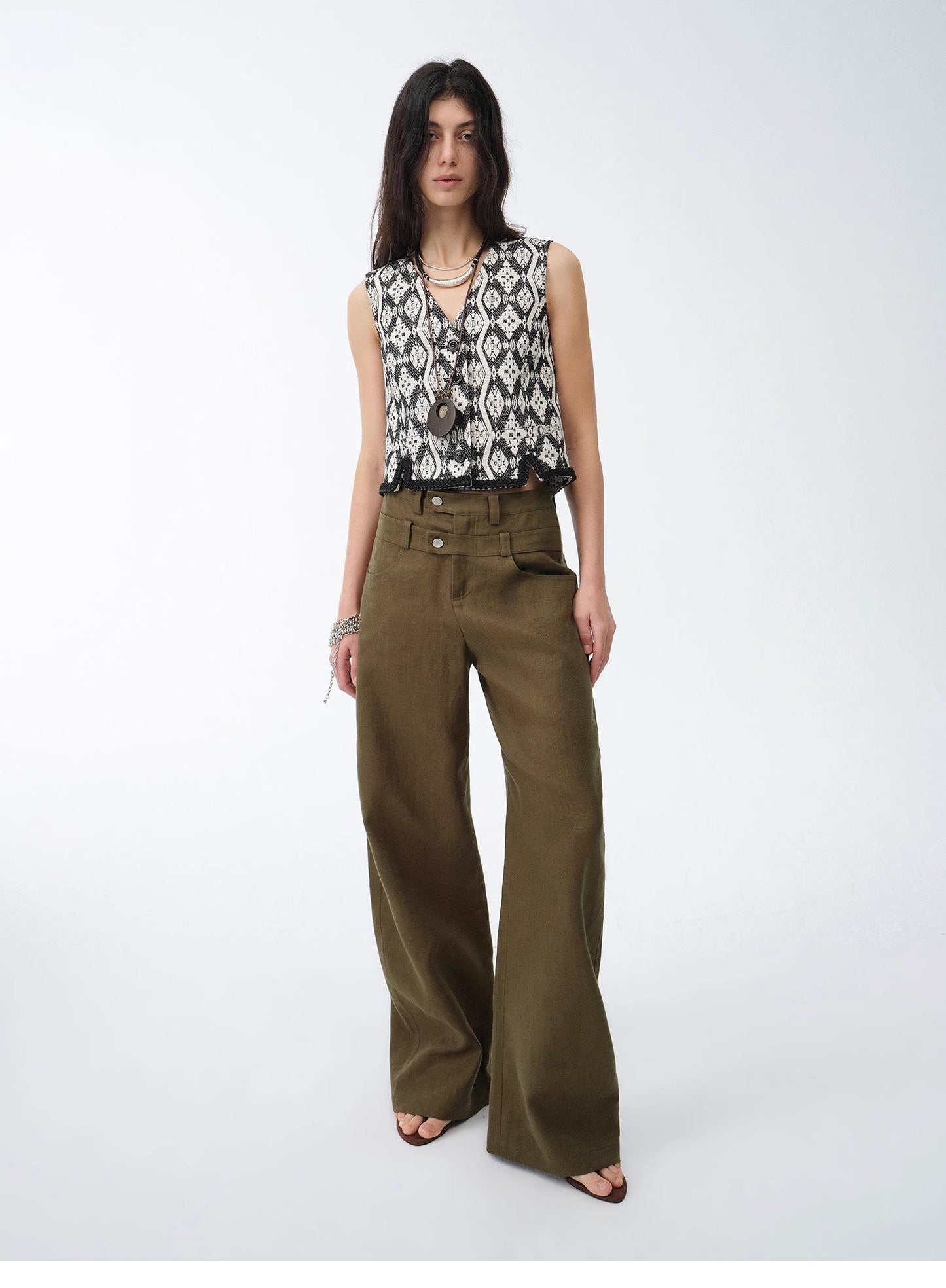 Old Money Style Linen Cut Scimitar Pants"Weiss Love Letter"