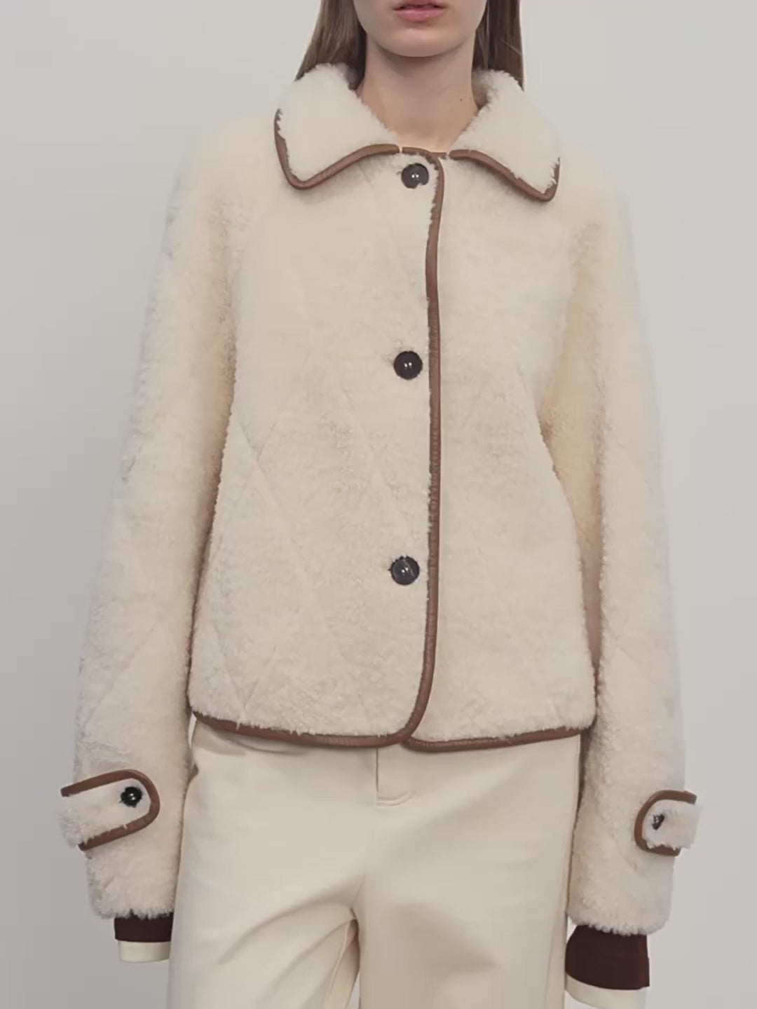 "Modern Milk Cafe" Imported Hill Fur Merino Sheepskin Fur Jacket