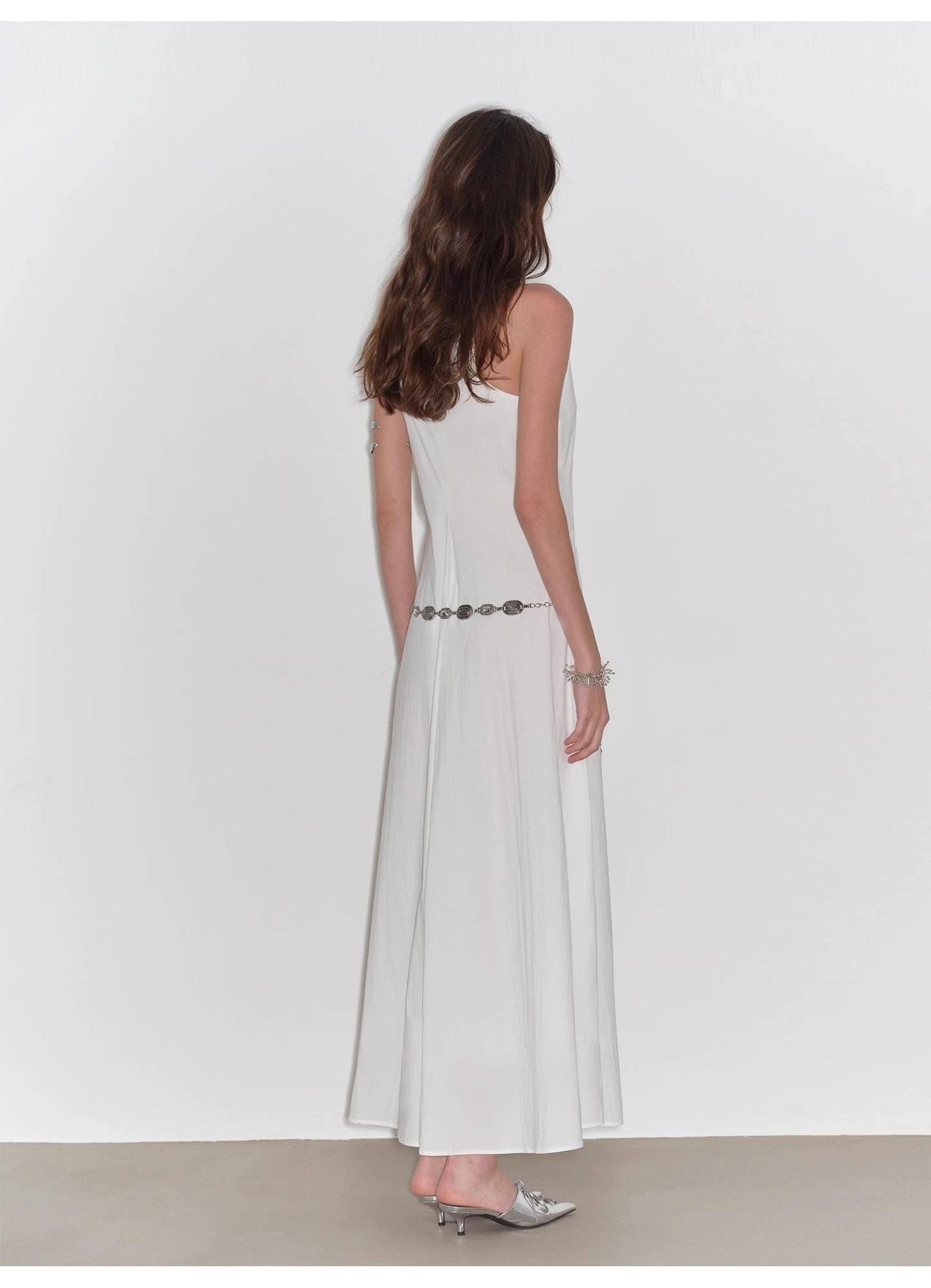 "Lake Bled" Simple and Slim Texture U-Neck A-Line Slim Fit Vest Dress