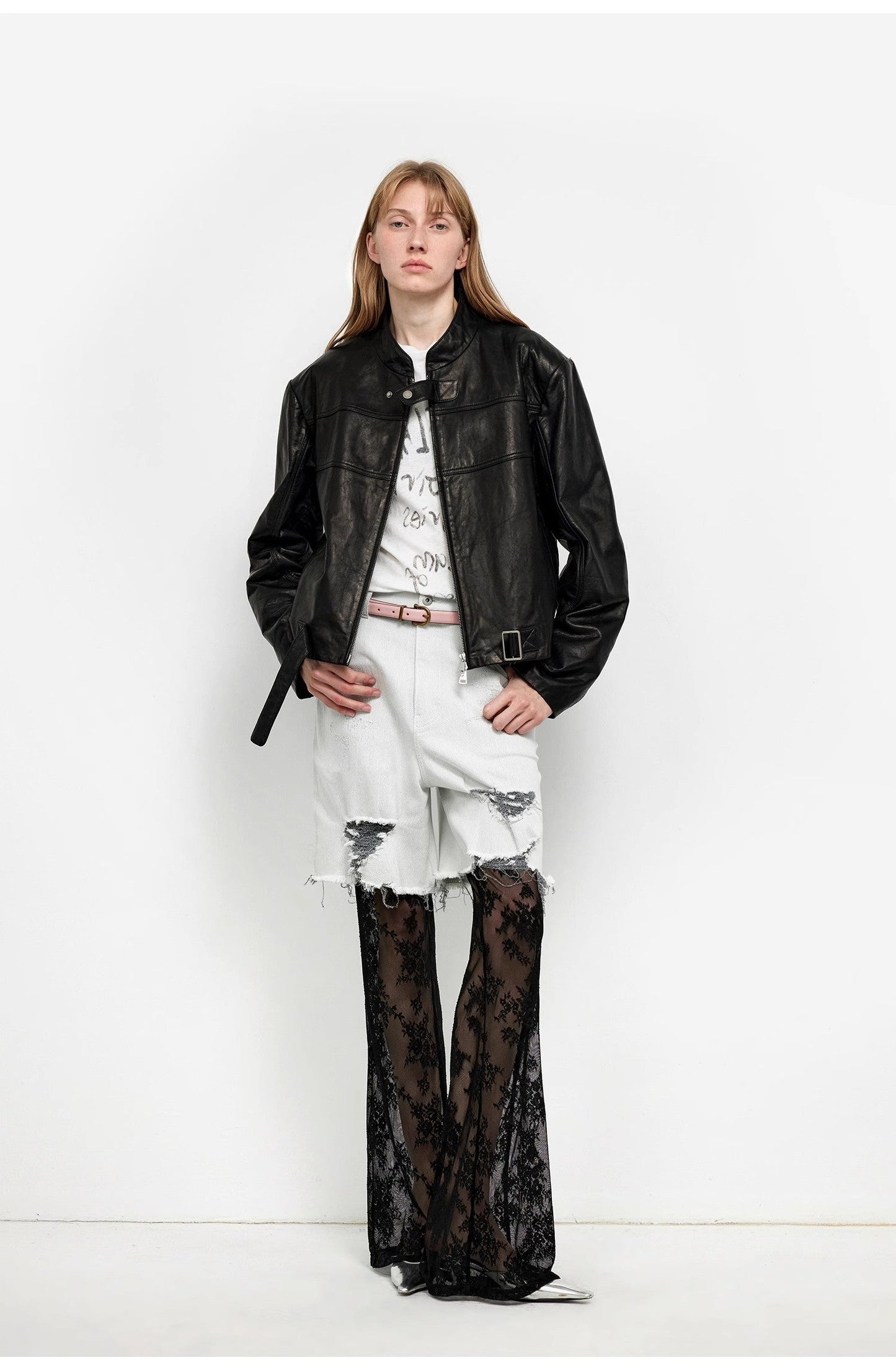 Retro Sheepskin Stand Collar Short Motorcycle Jacket “Caramel Mountain”