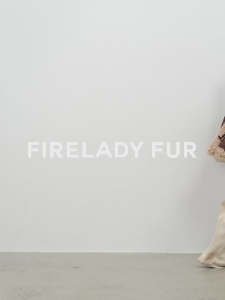 Fireladyfur Women's Shearling Coat - Drop Shoulder Hooded Merino Wool Winter Jacket