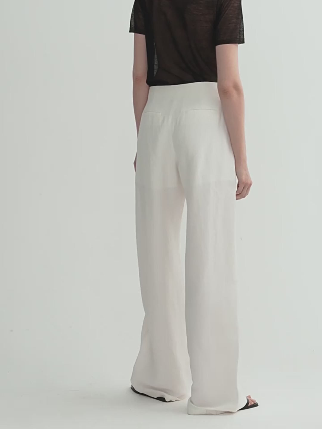 Silk Linen Waistless Three-Dimensional Pleated Wide-Leg Pants for Women