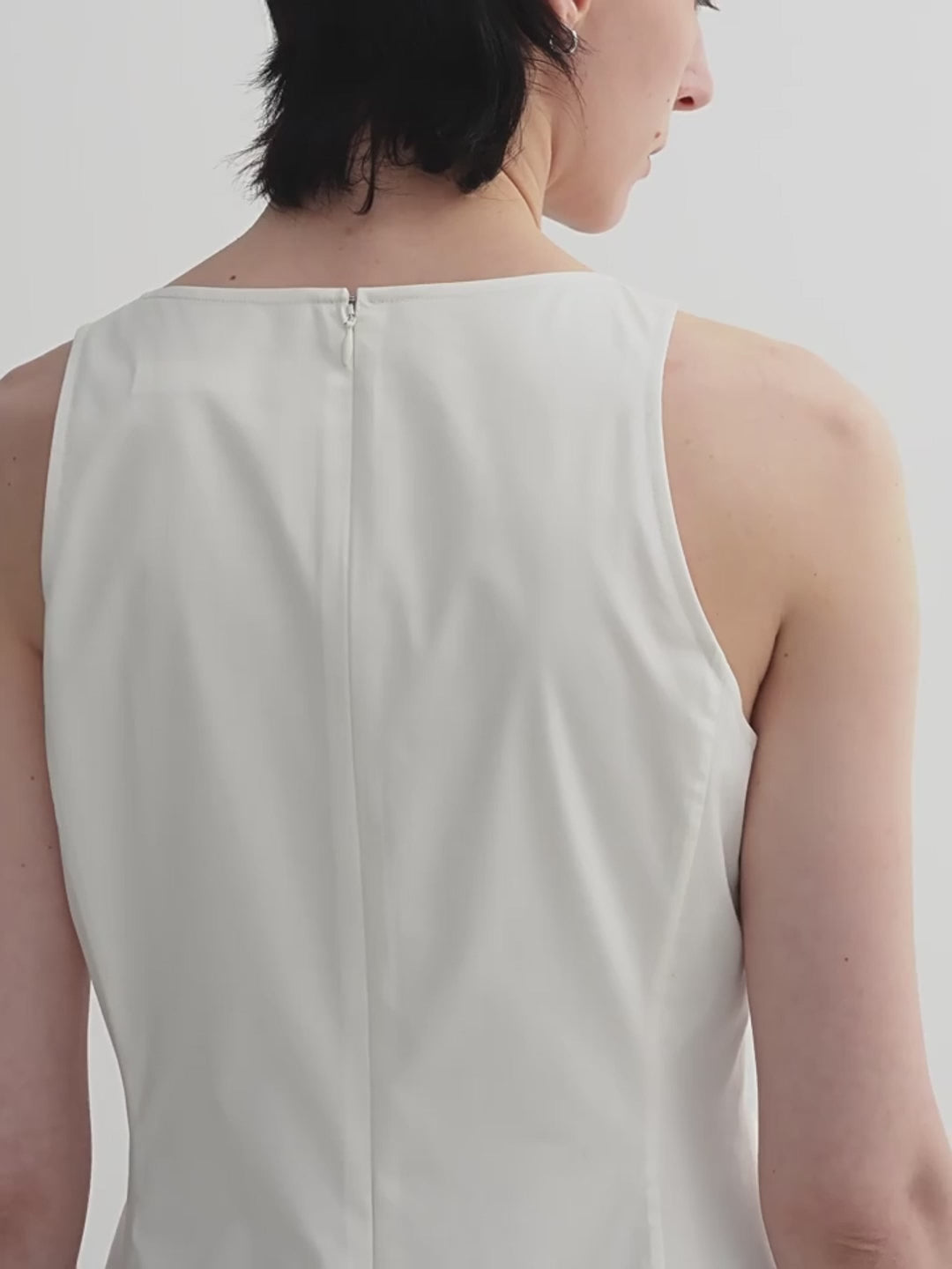 Shaped I-Shaped Pleated V-Neck Commuting Slim-Fitting Split Vest Dress for Women