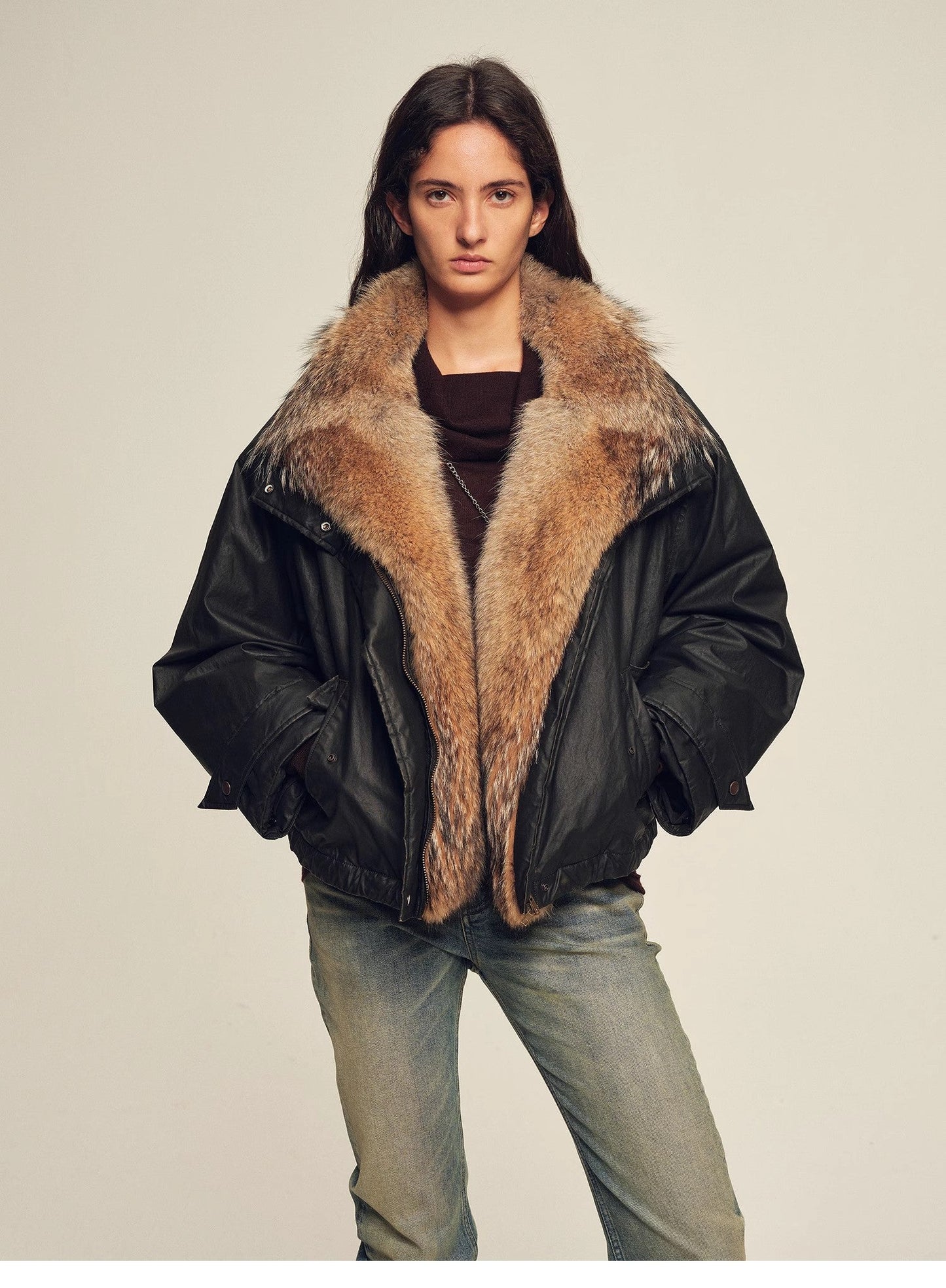 Firelady Fur Women's Down Fur Parka Coyote and Raccoon Fur Collar-“The Long Night Is Coming”