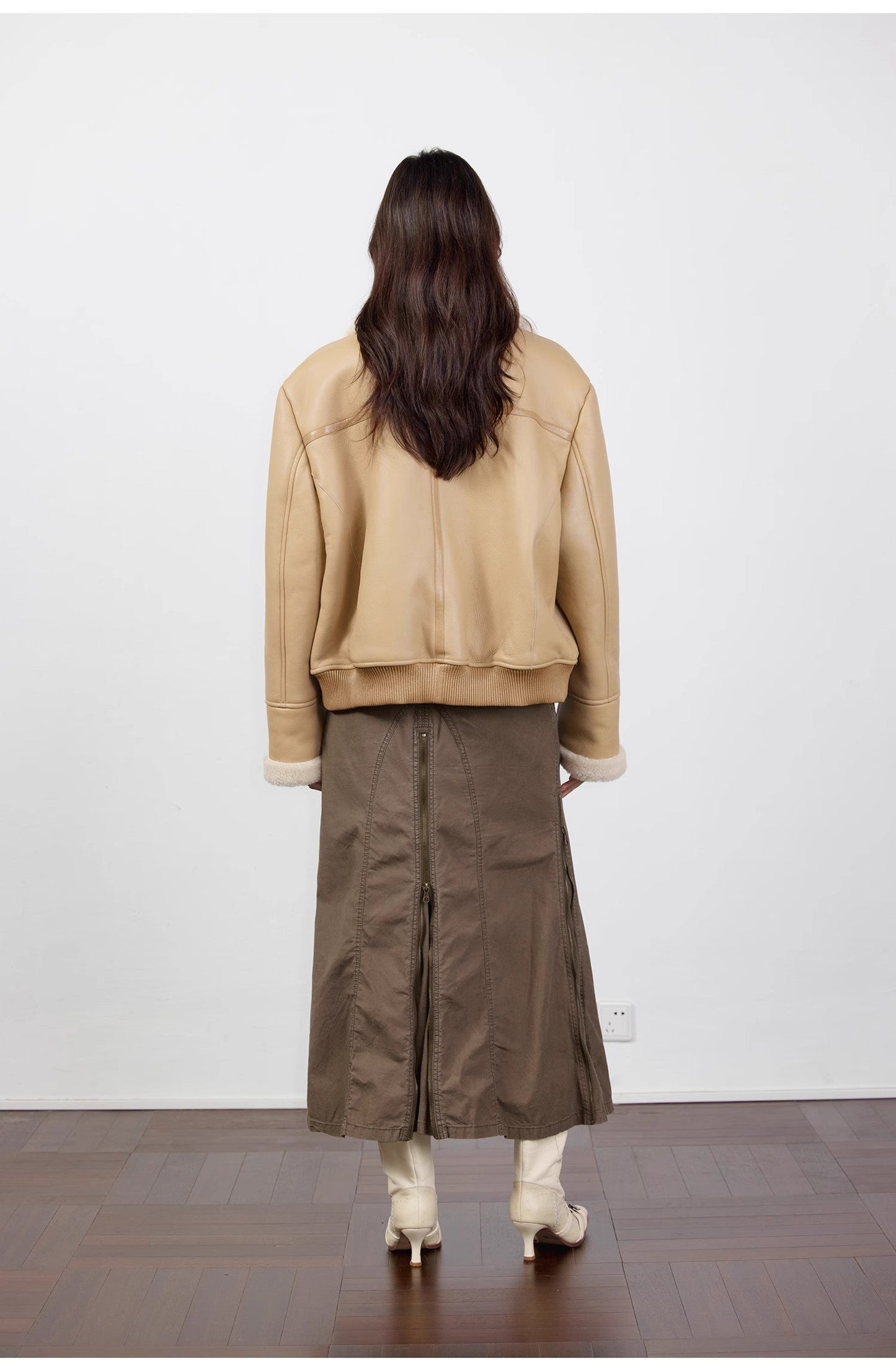 Fireladyfur Women's Shearling Coat - Casual Motorcycle Style Imported Merino Wool