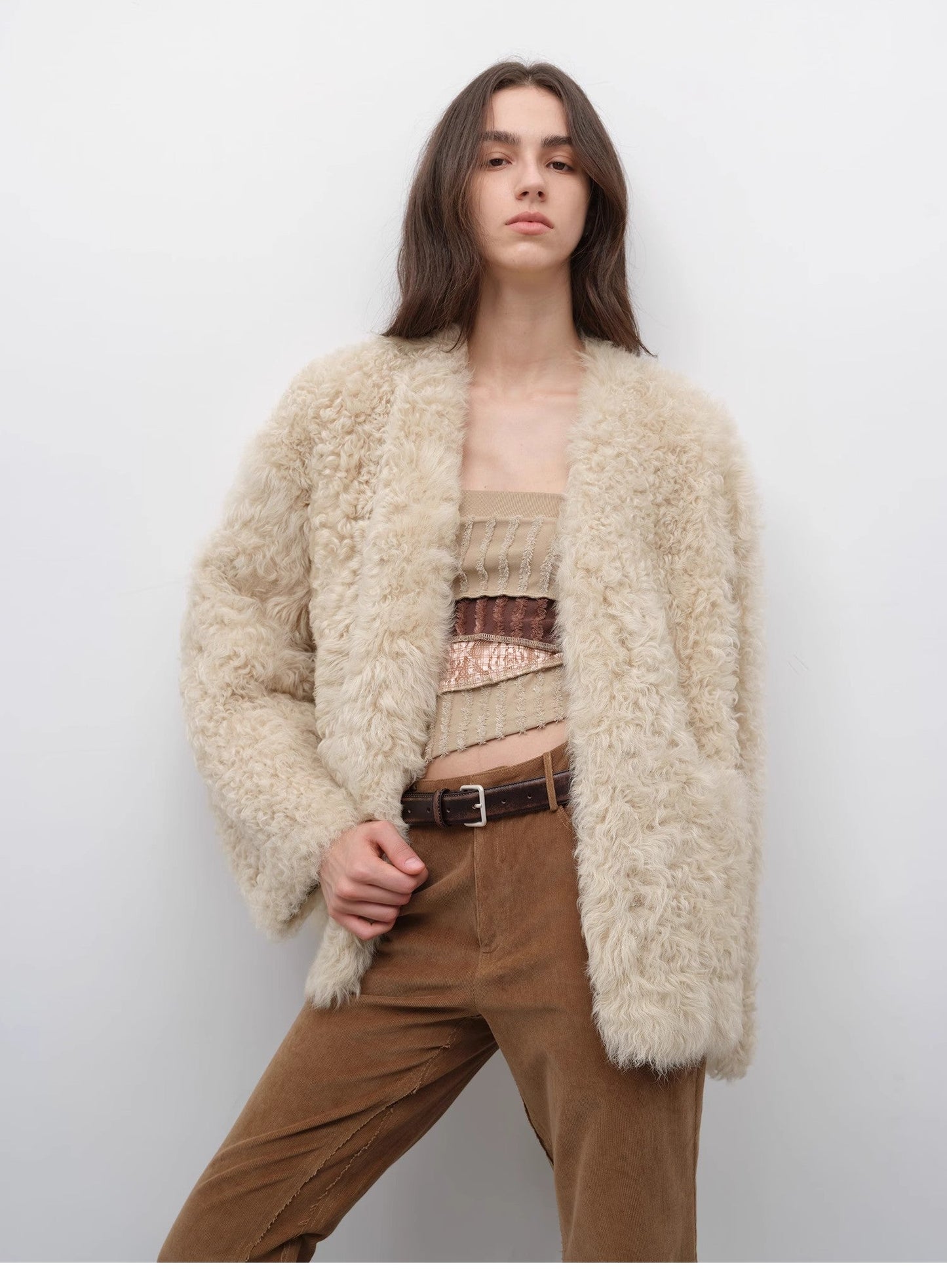 Fireladyfur Women's Black Sheepskin Jacket With Tuscan Fur"My Little Curly"