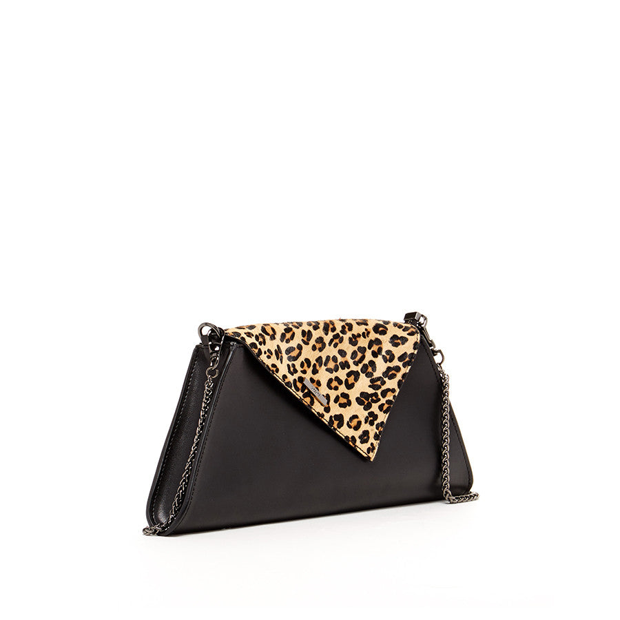 SUSU the Angelica Black Leopard Clutch Bag