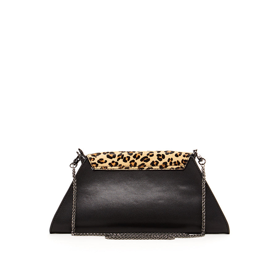 SUSU the Angelica Black Leopard Clutch Bag