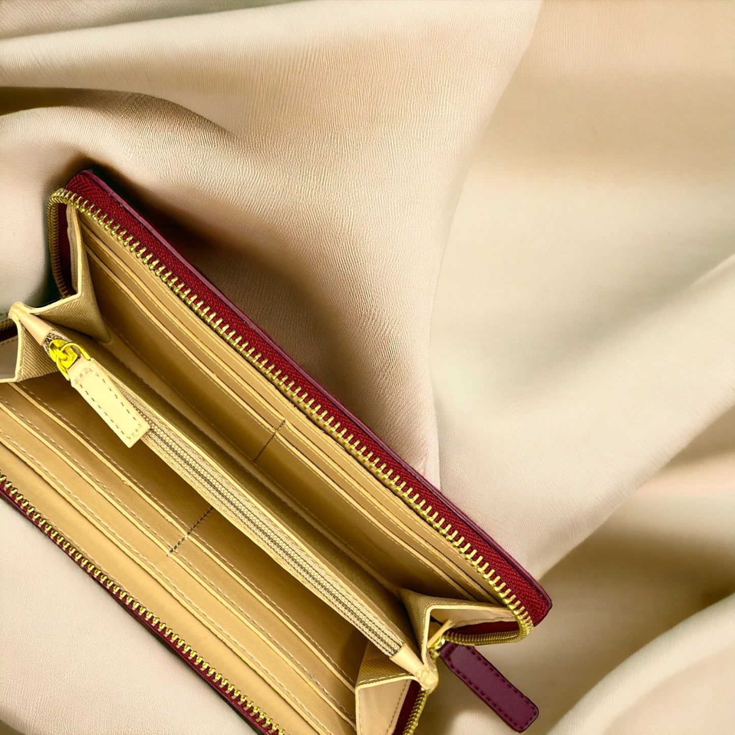 Kivik | Apple Leather Long Zip Wallet - Wine Red