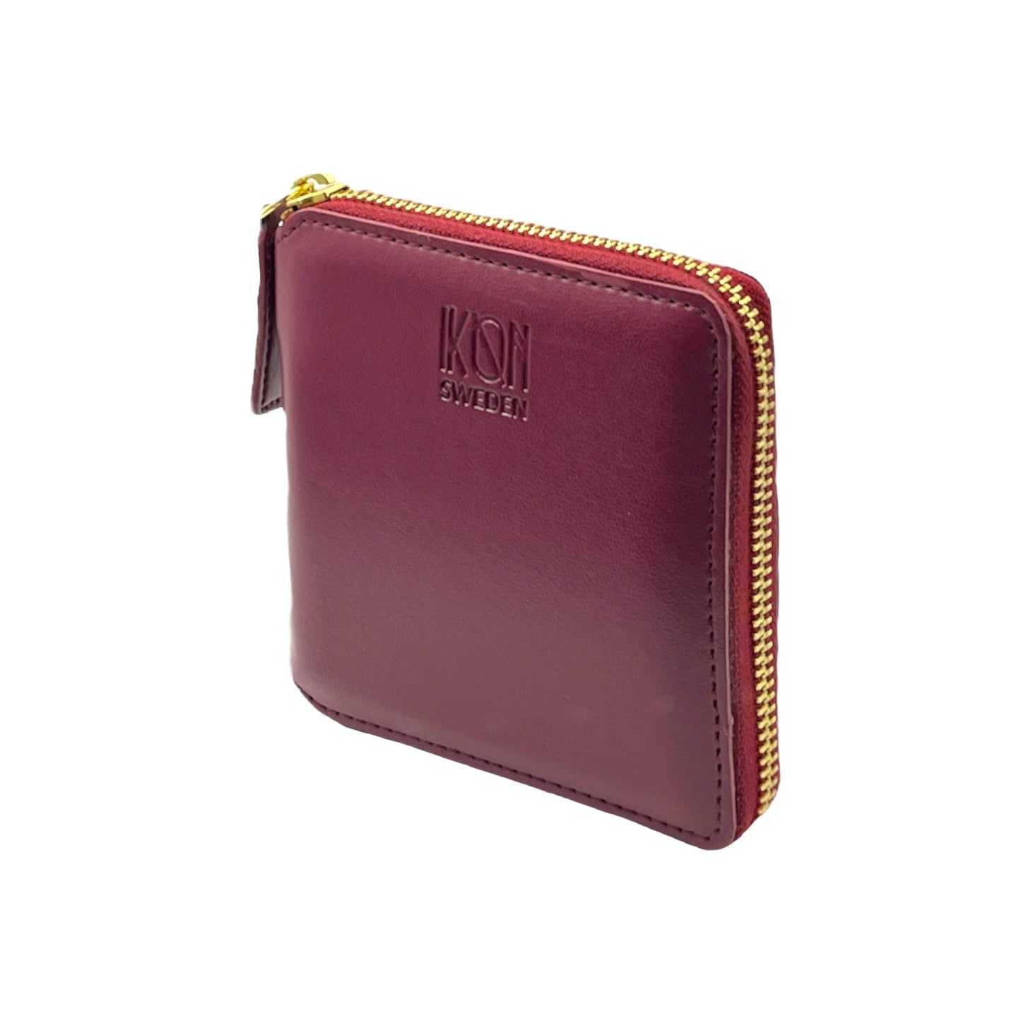 Kivik | Apple Leather Small Zip Wallet - Wine Red