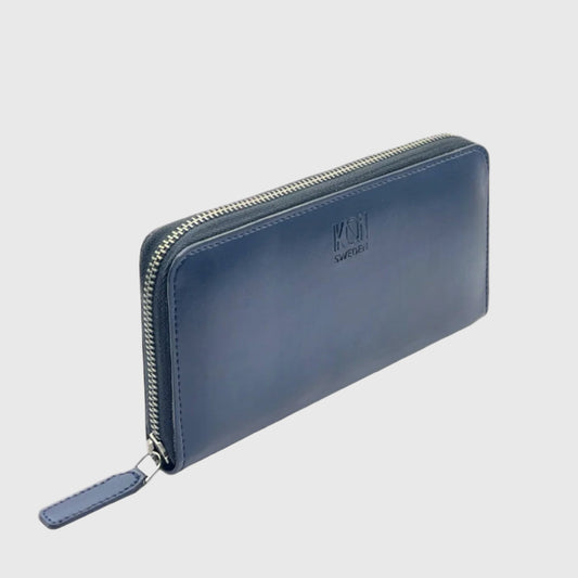 Kivik | Apple Leather Long Zip Wallet - Blue