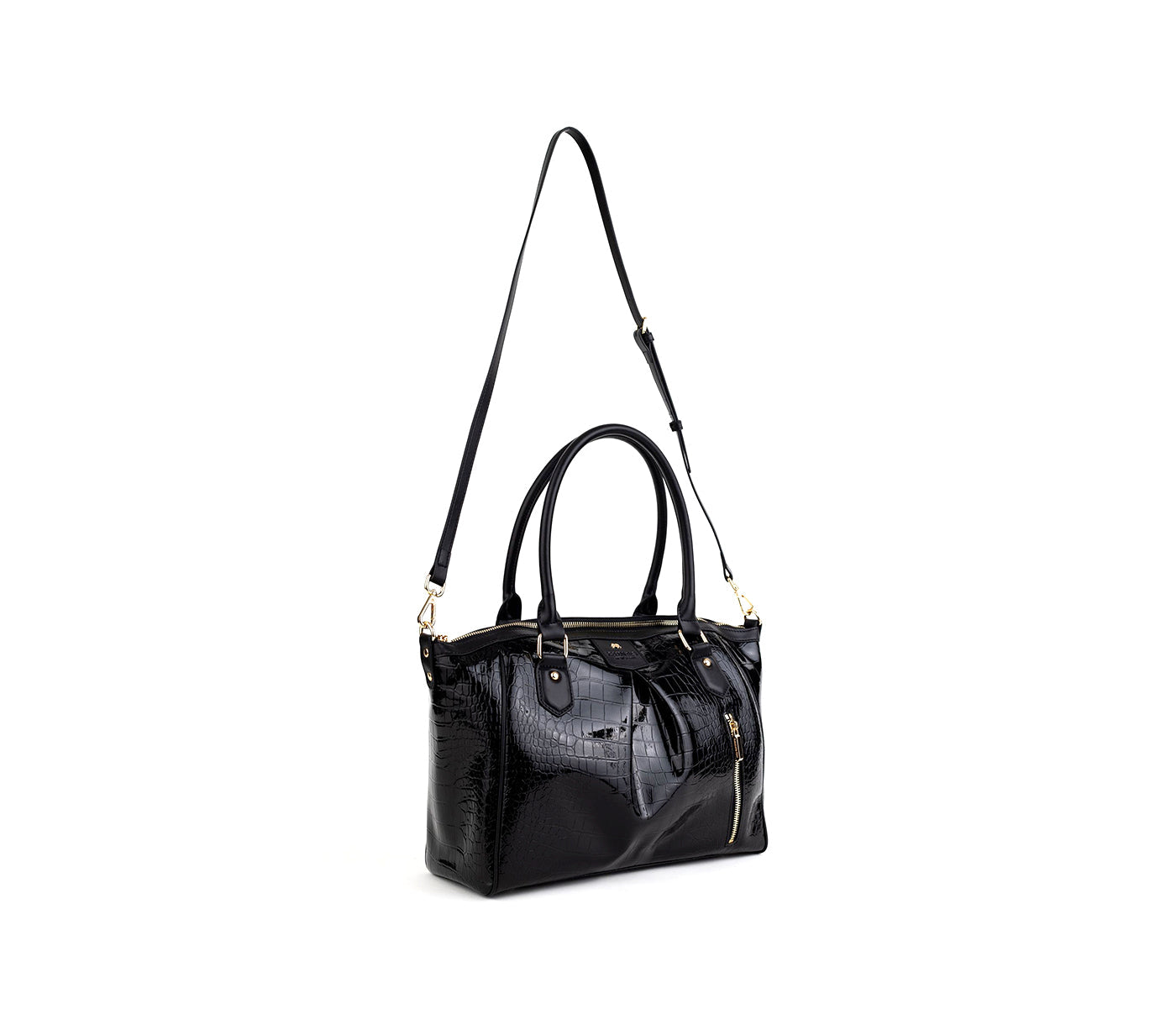 Madison - Black Croc Vegan Bag
