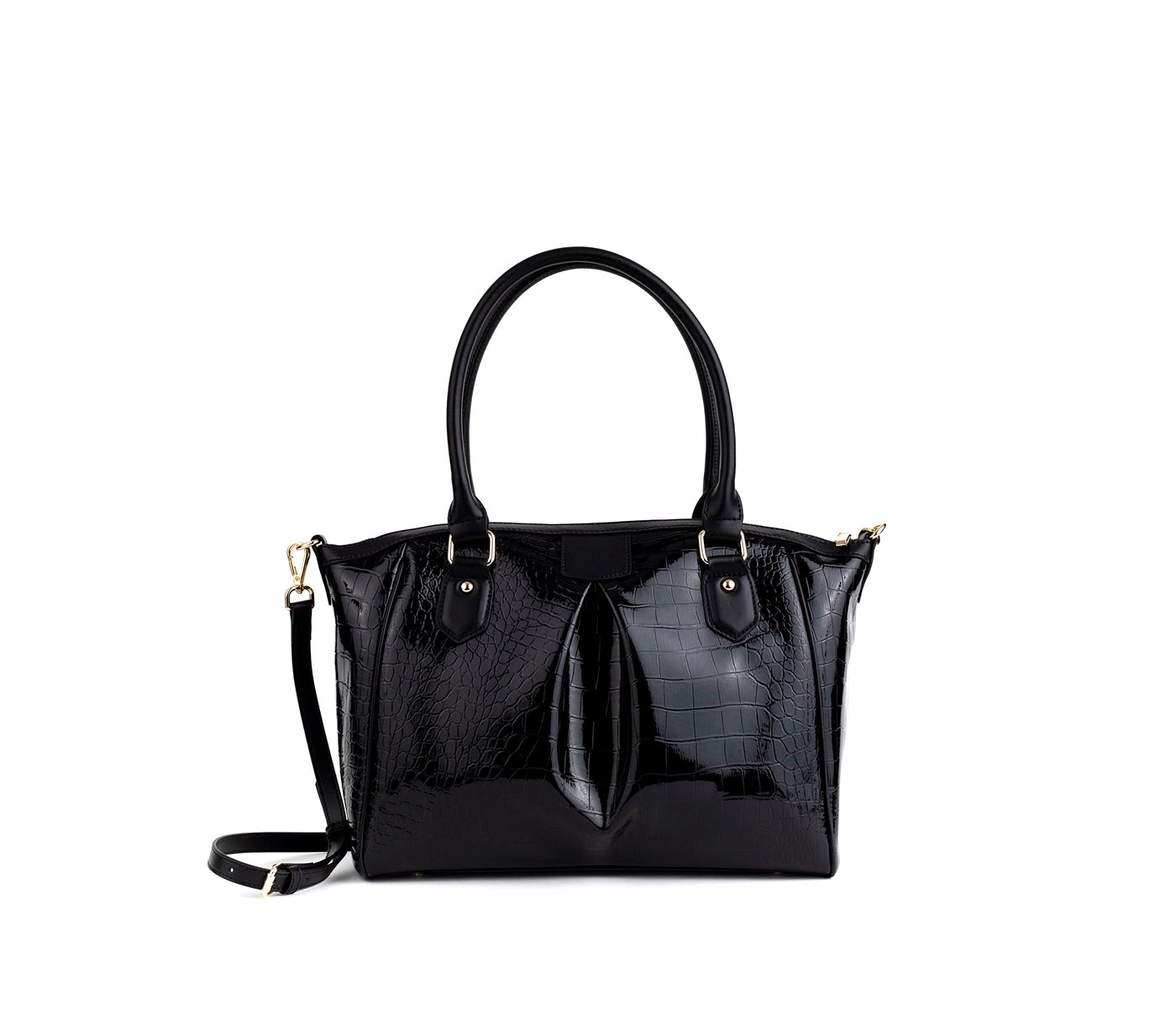 Madison - Black Croc Vegan Bag
