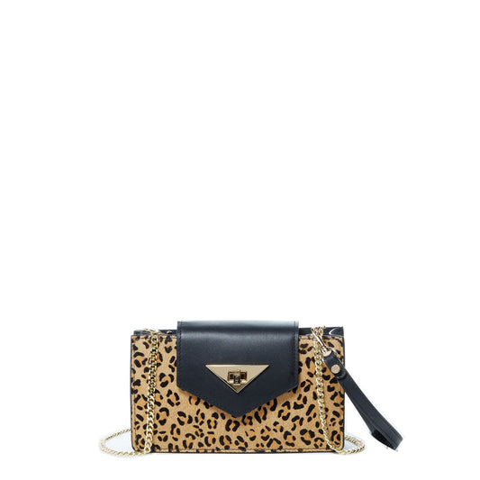 SUSU Mini Crossbody Bag Small Leather Leopard Black Purse