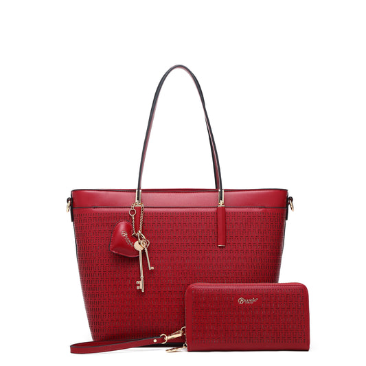 Sacred Love Wings Crystal Vegan Leather Tote Bag + Wallet Set