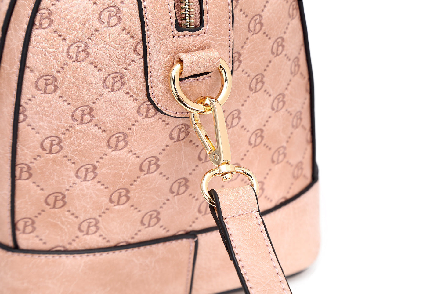 Brangio Italy Black Monogram Dome Handbag – Faux Leather Satchel