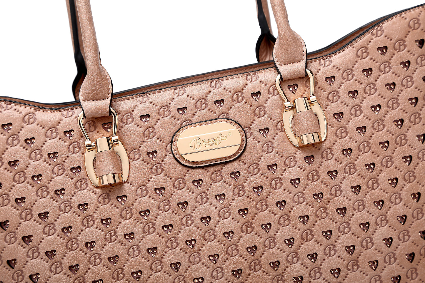 Brangio Italy Blue Monogram Tote Bag – Designer Faux Leather Handbag