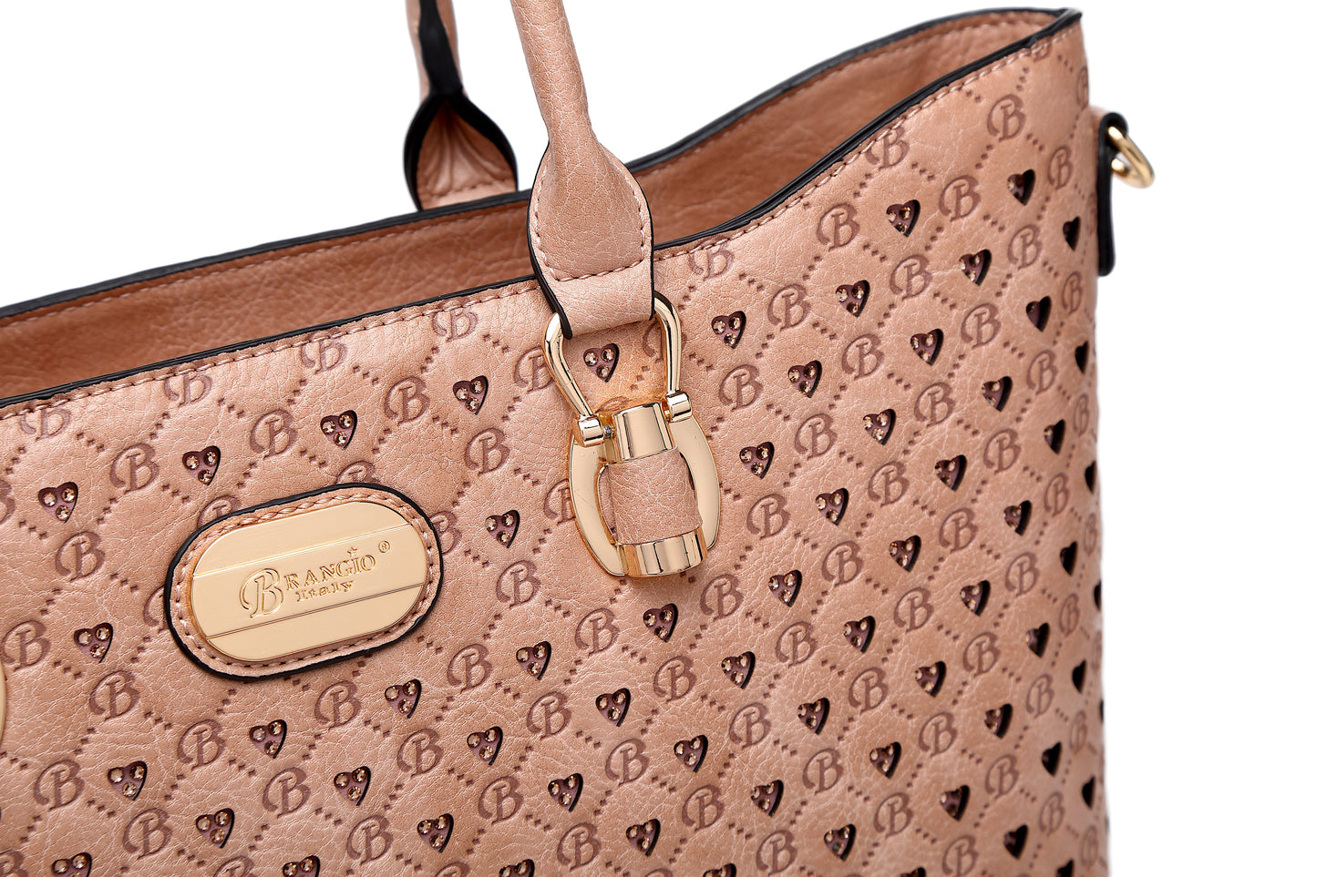 Brangio Italy Blue Monogram Tote Bag – Designer Faux Leather Handbag