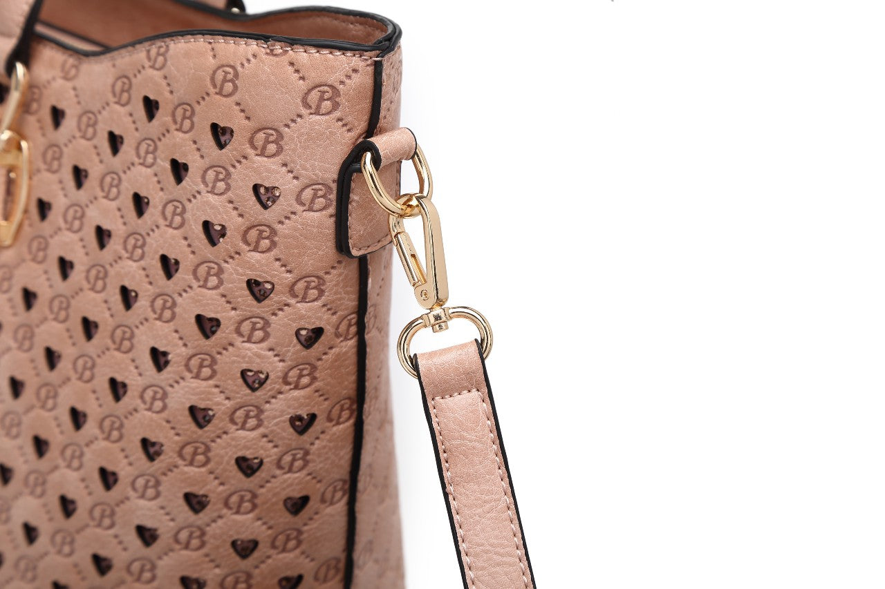 Brangio Italy Blue Monogram Tote Bag – Designer Faux Leather Handbag