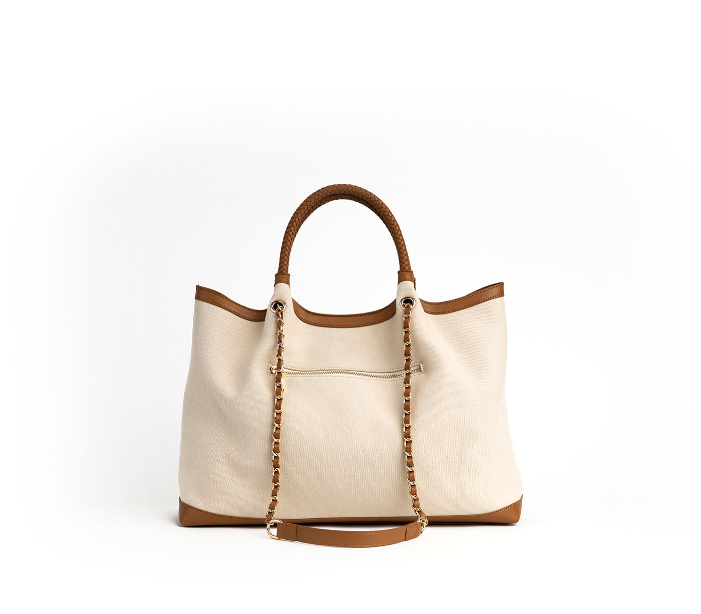 RUTH - Off White/Tan Vegan Canvas Tote