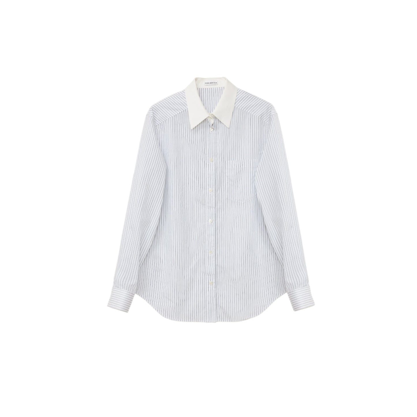 Lapel Contrast Classic Striped Shirt