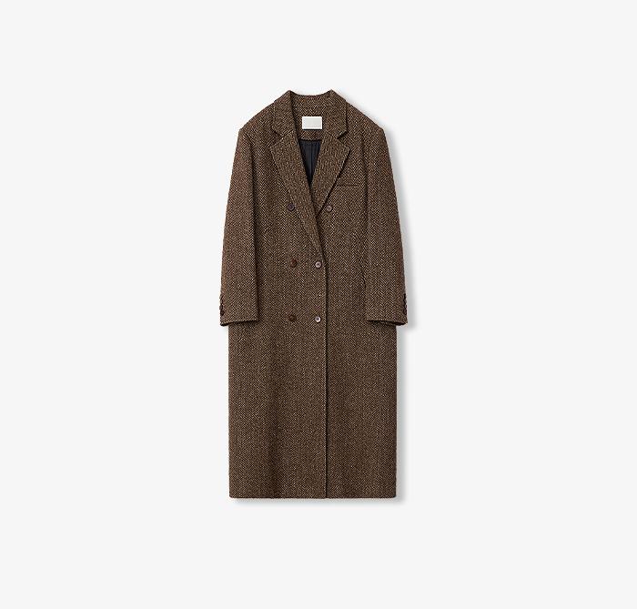 Italian Imported Wool Blended Herringbone Pattern Woolen Coat