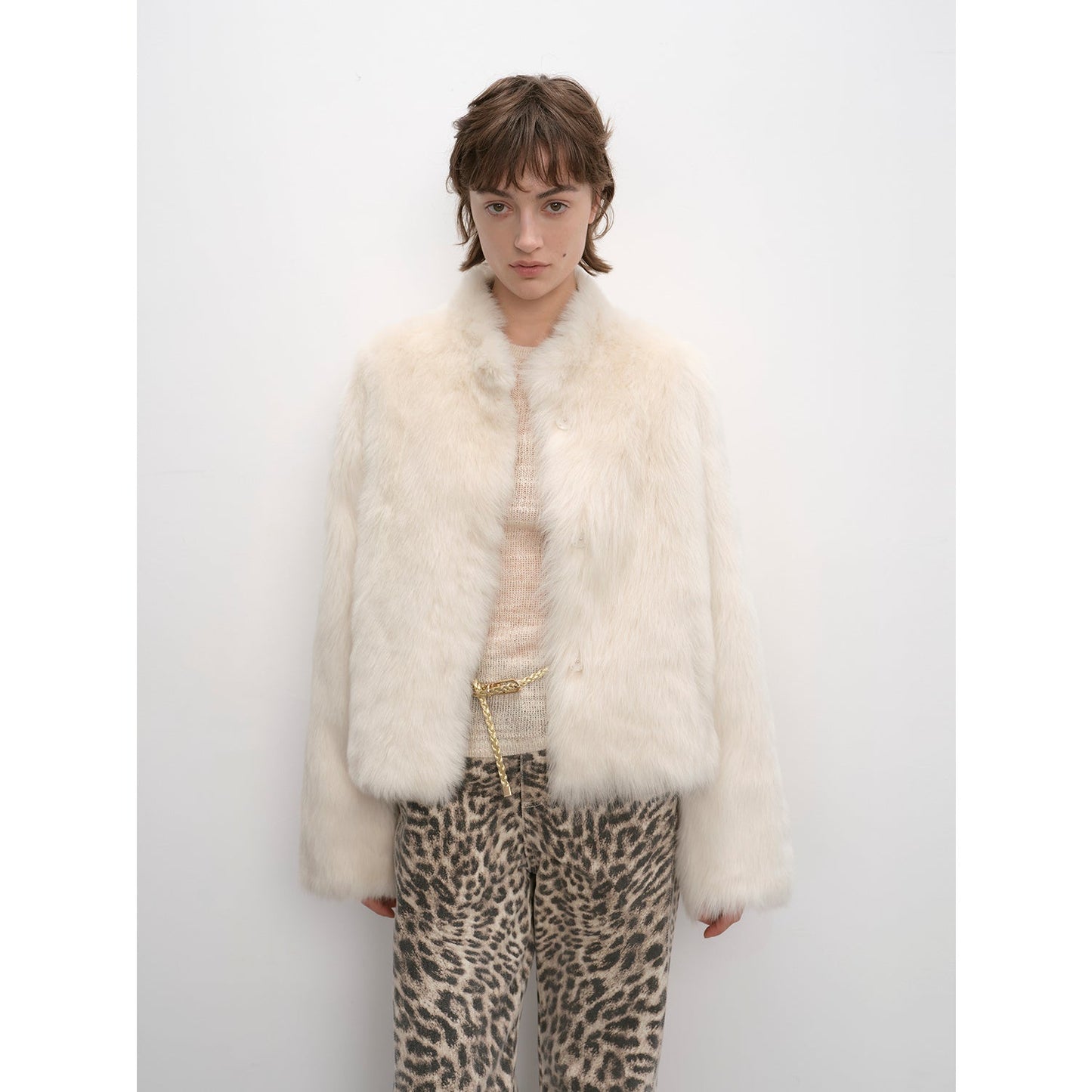 "Healing Eros" Casual Stand-Up Collar Short Tuscan Sheepskin Fur Coat Winter