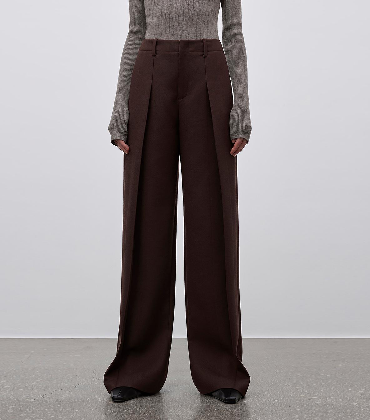 Imported Wool Pleated High-Waisted Straight-Leg All-Match Slimming Suit Trousers