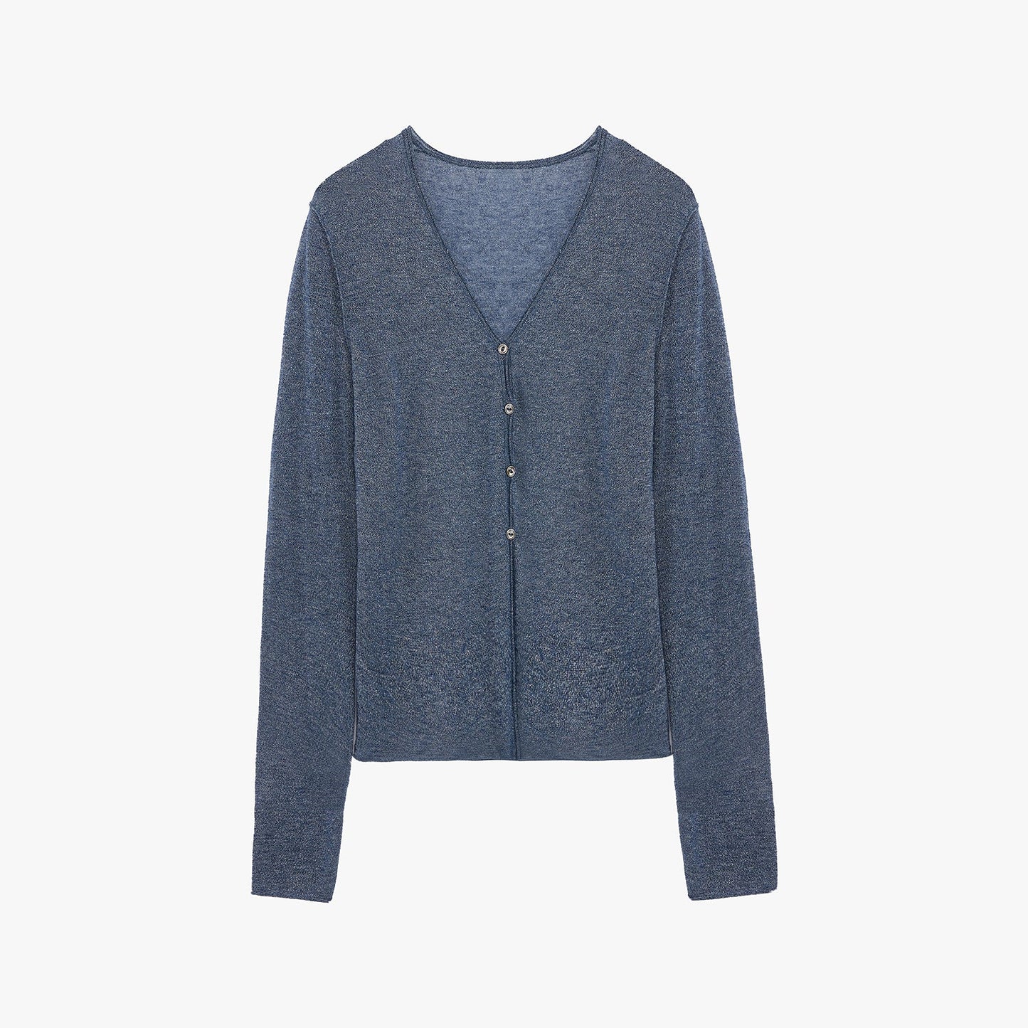 "Long Island Vacation" Wool Blend V-Neck Straight Shoulder Knitted Cardigan Spring