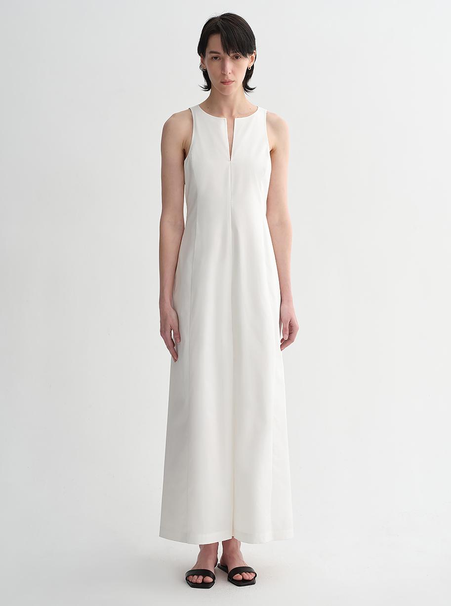 Shaped I-Shaped Pleated V-Neck Commuting Slim-Fitting Split Vest Dress for Women