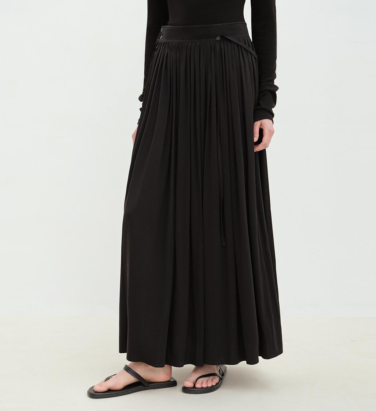 "Floating Lights on the Sea" Adjustable Waist Pleated Straight Skirt