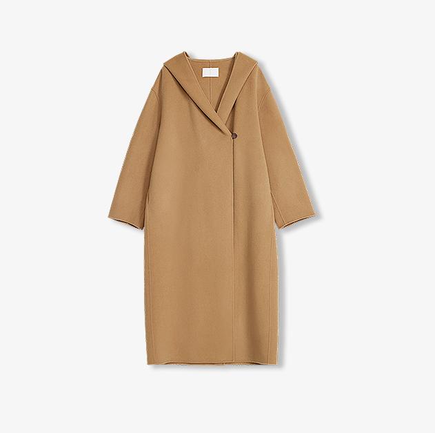 "Magic World" Hooded Cape Cashmere Australian Wool Double-Faced Wool Coat