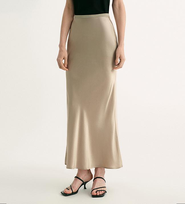 "Extremely Luxurious" Glossy Bias-Cut Elegant Slim Fishtail Skirt