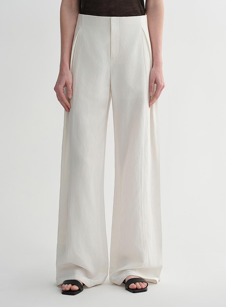 Silk Linen Waistless Three-Dimensional Pleated Wide-Leg Pants for Women
