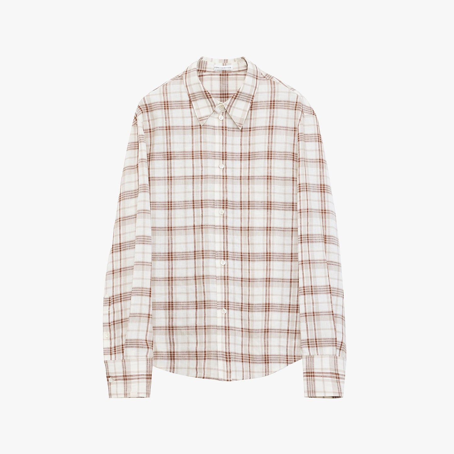 Vintage Linen Shirt Skirt Two-Piece Spring"Plaid Sketch"