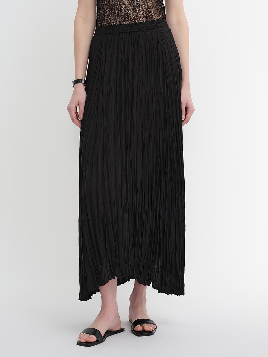 Mulberry Silk Custom Pleated Irregular Hem Skirt for Women