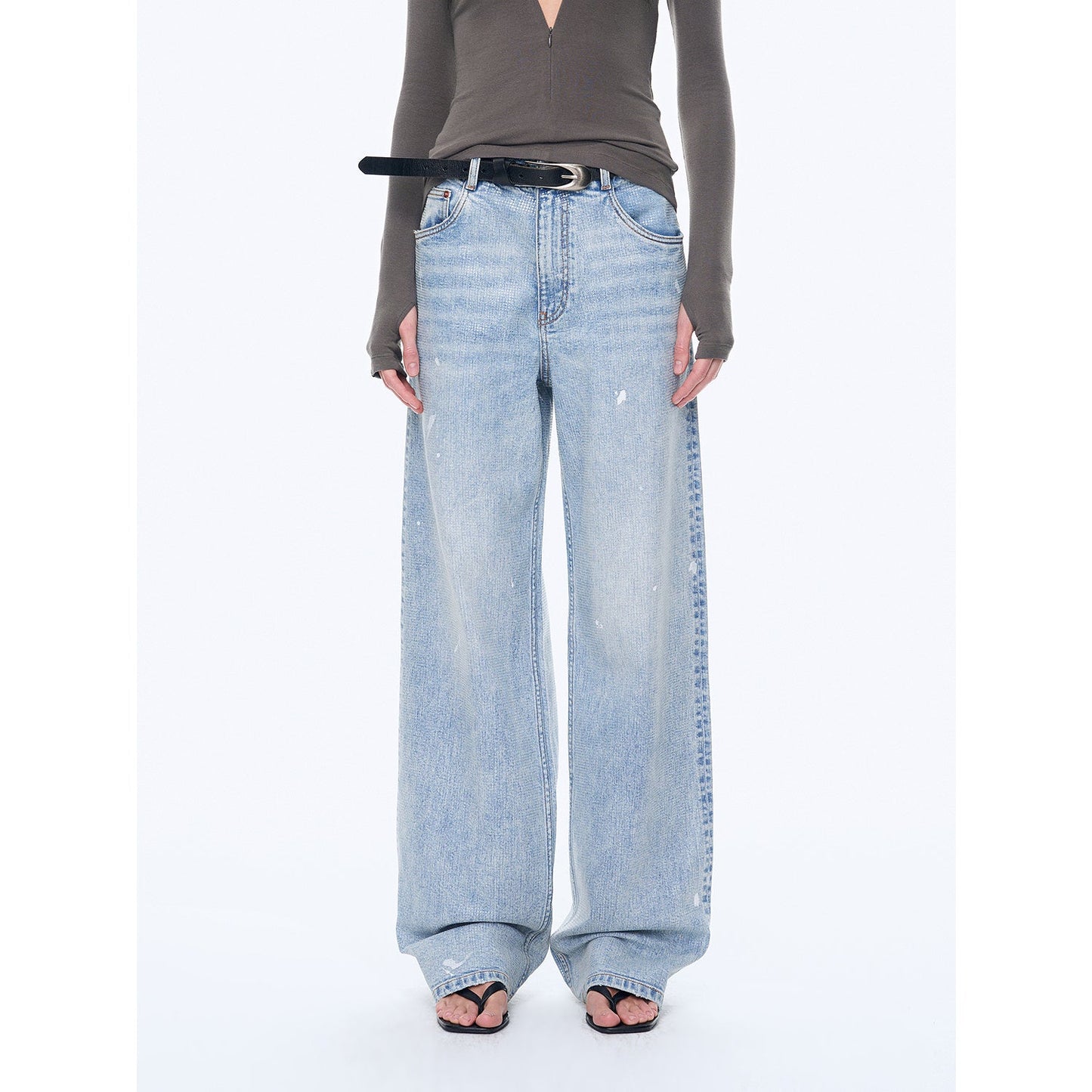 "Art Journey" Distressed Dirty Dyed Tencel Cotton Jeans