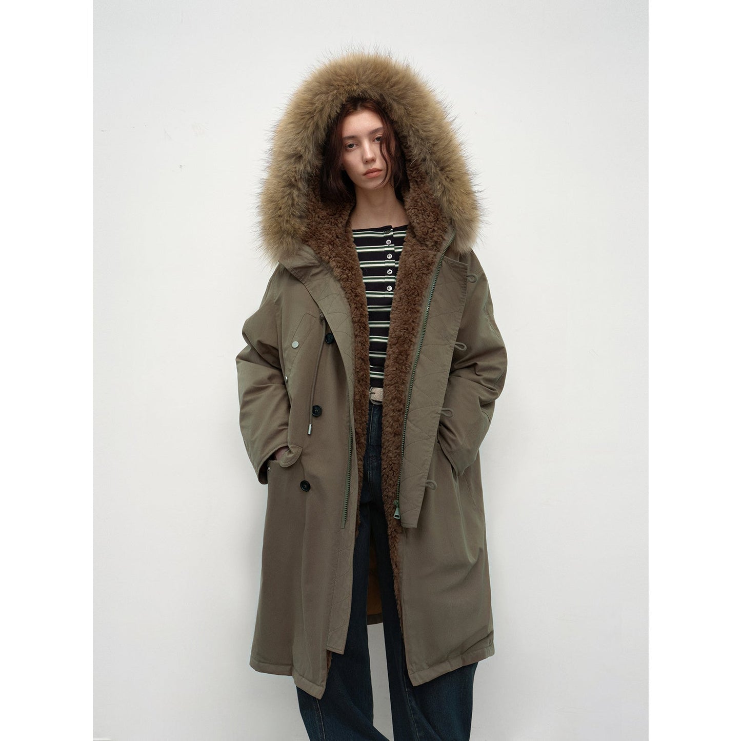 Fireladyfur Women's 90 Duck Down Parka With Raccoon Fur Collar“Manchester City Old Stories II”