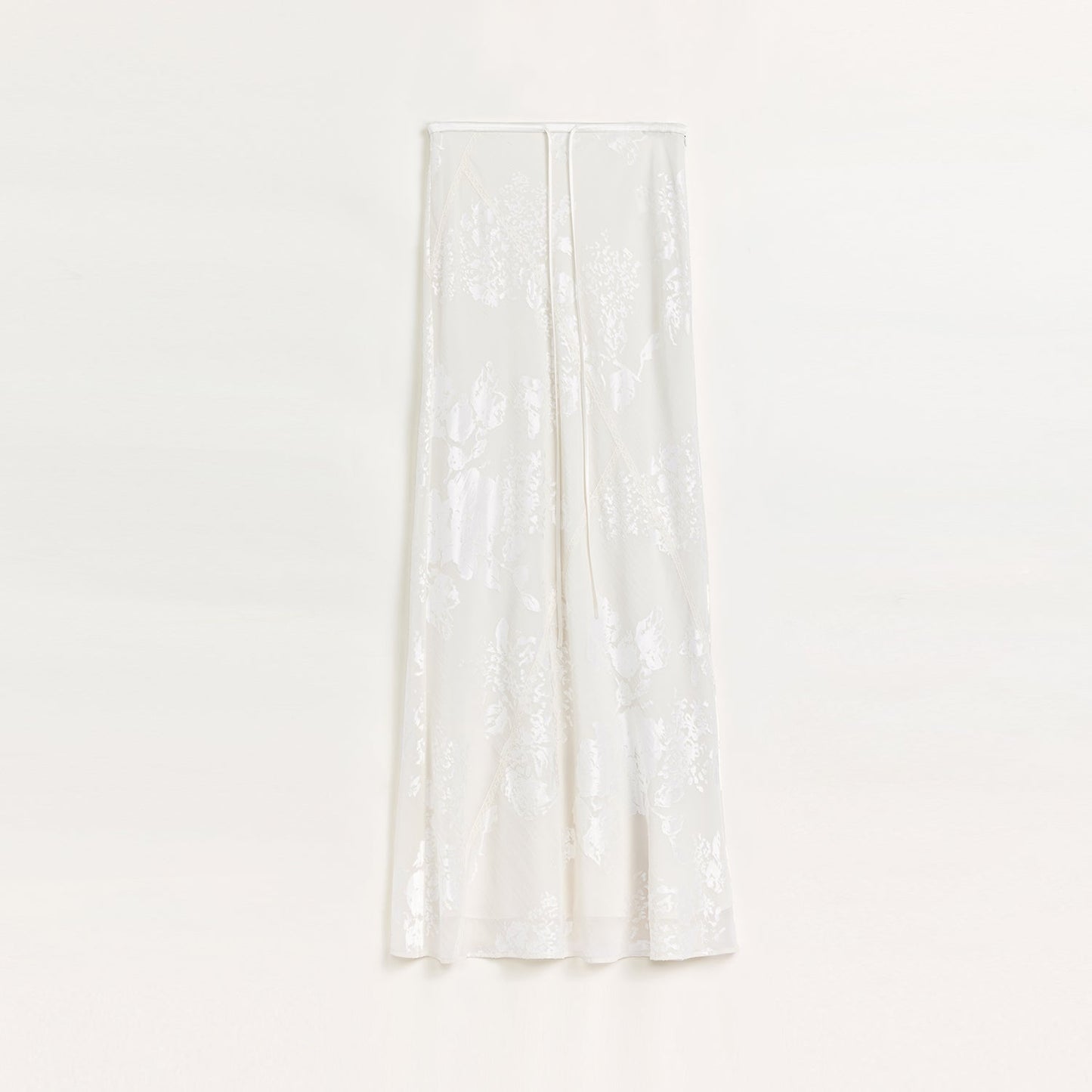 Bias-Cut Fishtail Midi Skirt in Burnt Pattern Material