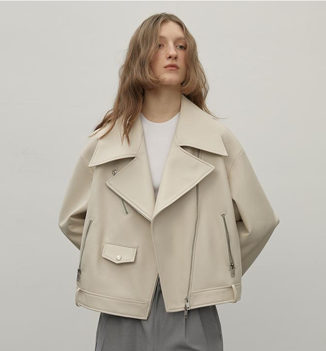 Motorcycle Sheep Leather Jacket Women's Genuine Leather Jacket "Retro Film"