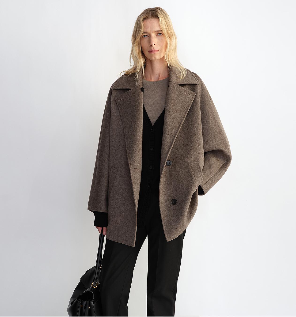 Women's Cashmere Wool Short Coat With Bat Sleeves"Fleeting Memories"