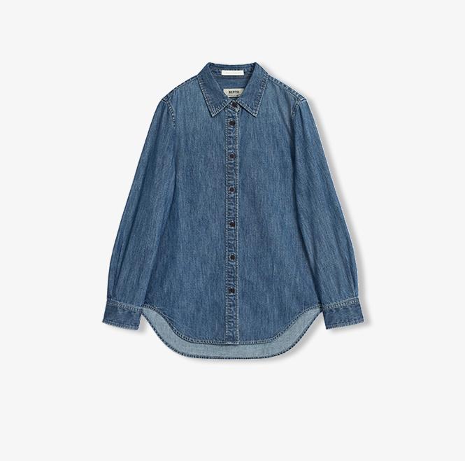 Italian Imported BERTO Denim Classic Old Money Style Lapel Shirt for Women