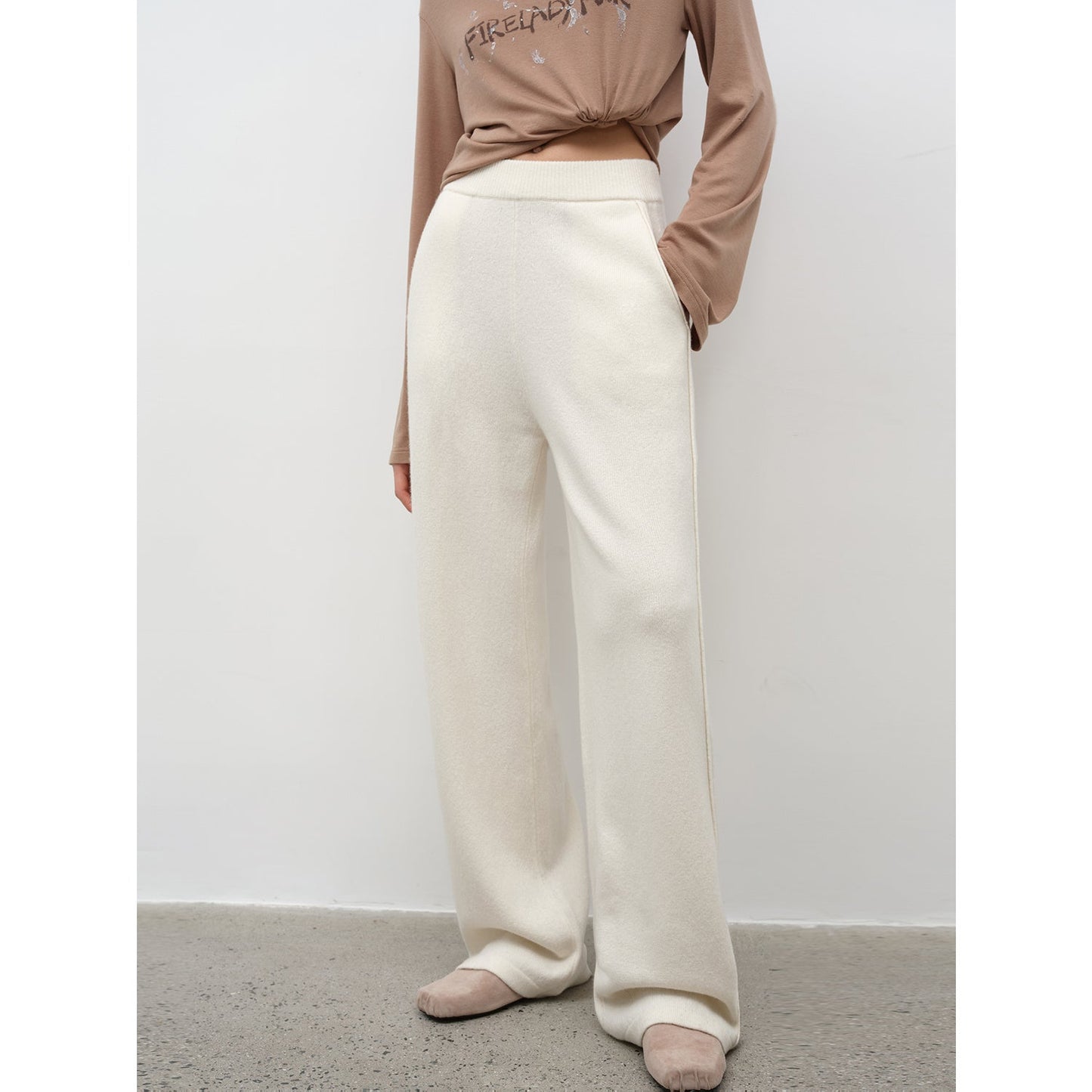 Stylish Casual Sports Wool Knit Hoodie and Straight-Leg Leisure Pants Set