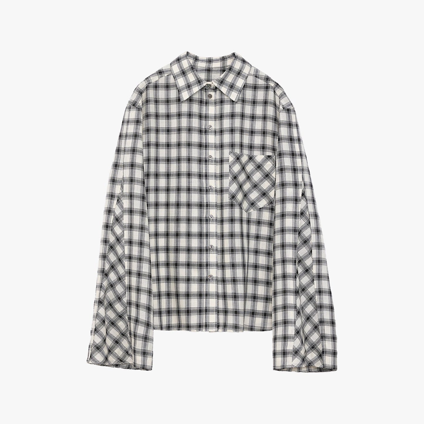 "Style Diary" Tencel Acetate Jacquard Check Dropped Shoulder Shirt