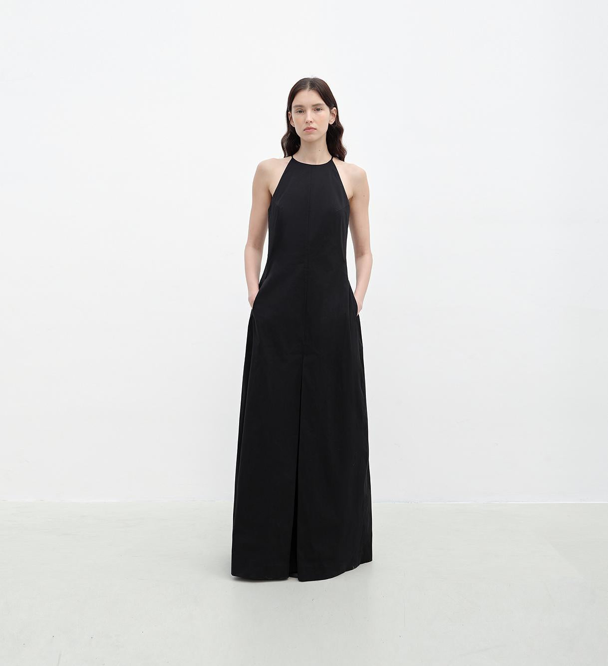 Halterneck Waist-Cinching Cocoon Dress