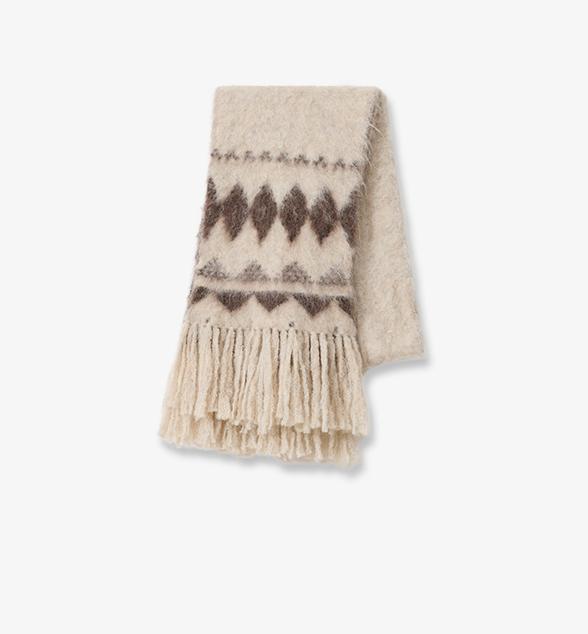 Nepal Alpaca Wool Color Clashing Jacquard Tassel Scarf