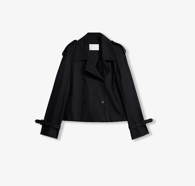 Anti-Wrinkle Waterproof Large Lapel Short Straight Box Windbreaker for Women