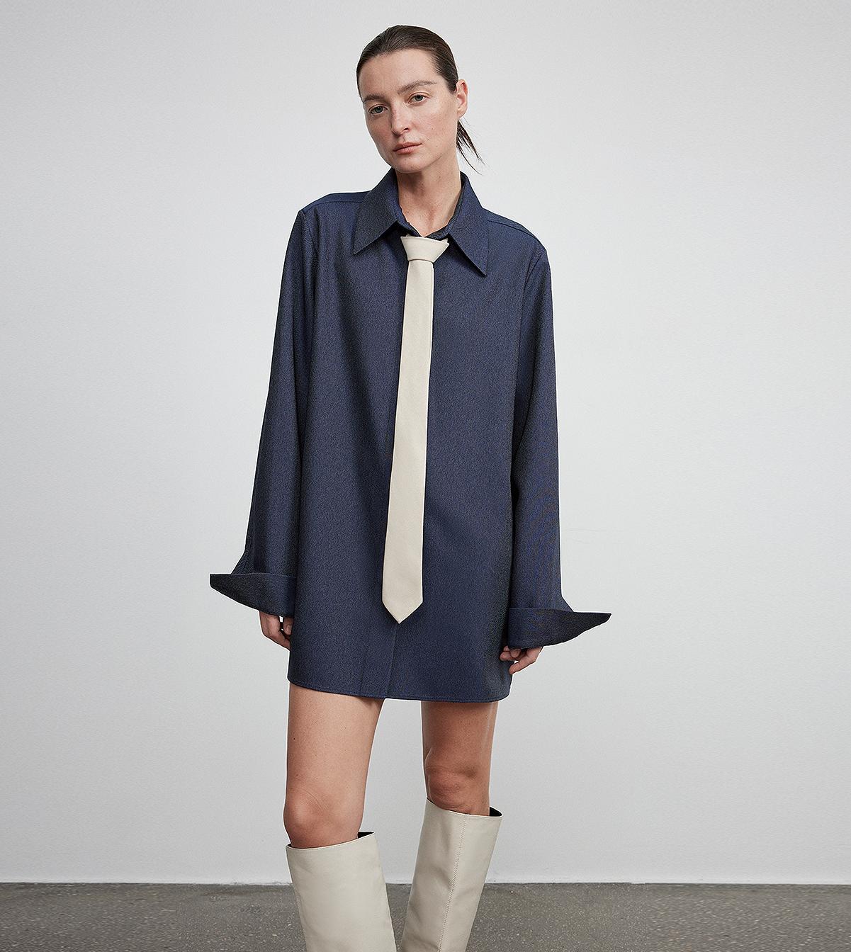 Long Shirt With High-End Drapey Temperament Top for Women