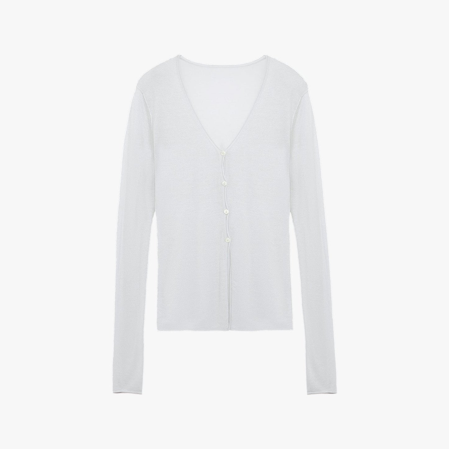 "Long Island Vacation" Wool Blend V-Neck Straight Shoulder Knitted Cardigan Spring